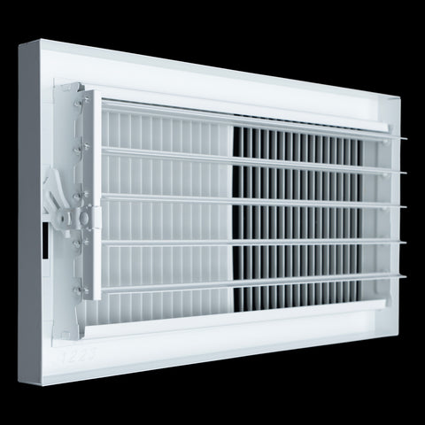 12"x6" White Steel Baseboard Air Supply Grille, Multi-Shutter Damper Vent Cover