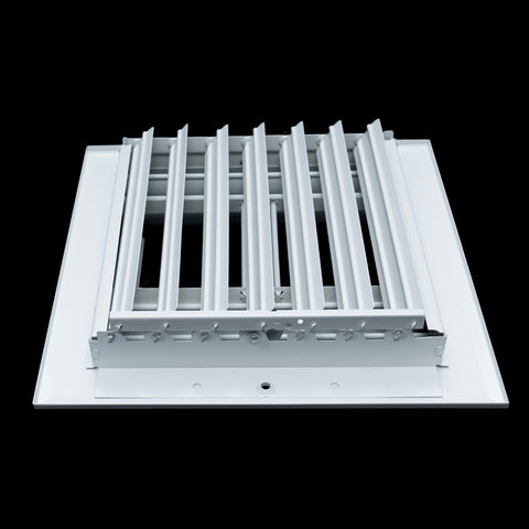 12"x8" 3-Way White Aluminum Adjustable Curved Blade Supply Register, Air Vent Cover with Damper for Sidewall Or Ceiling