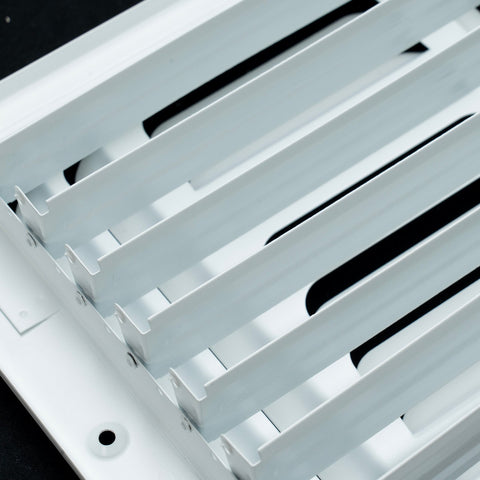 8"x6" 3-Way White Steel Fixed Curved Blade Air Supply Diffuser, Directional Register Vent Cover for Sidewall Or Ceiling