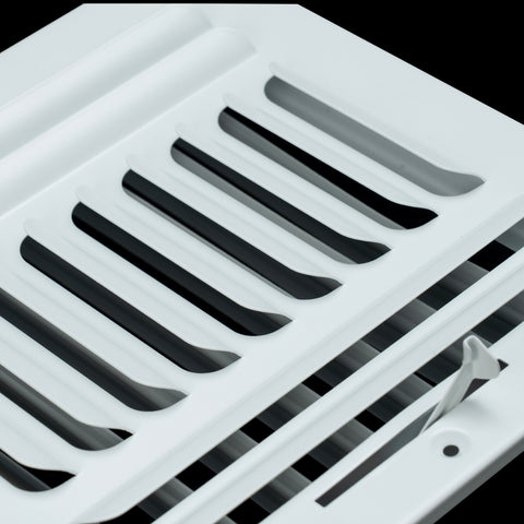 14"x6" 3-Way White Steel Fixed Curved Blade Air Supply Diffuser, Directional Register Vent Cover for Sidewall Or Ceiling
