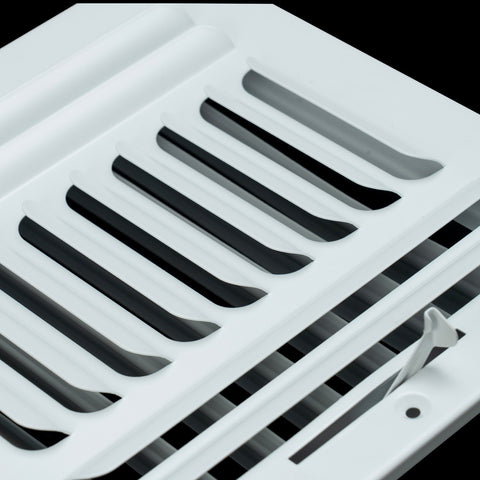 8"x6" 3-Way White Steel Fixed Curved Blade Air Supply Diffuser, Directional Register Vent Cover for Sidewall Or Ceiling