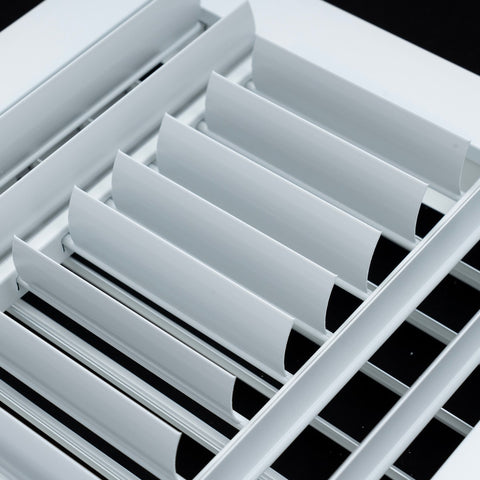 14"x14" 3-Way White Aluminum Adjustable Curved Blade Supply Register, Air Vent Cover with Damper for Sidewall Or Ceiling