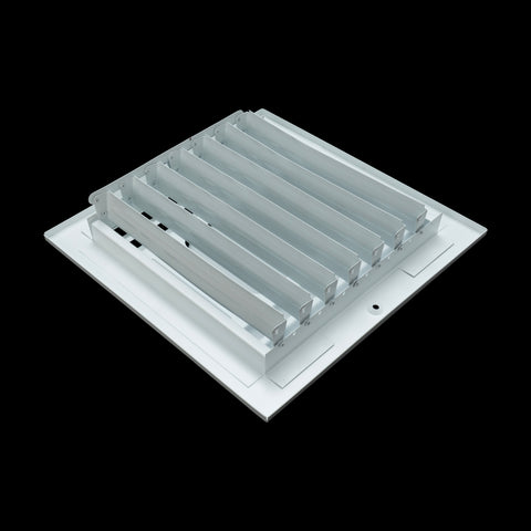 8"x8" 3-Way White Steel Fixed Curved Blade Air Supply Diffuser, Directional Register Vent Cover for Sidewall Or Ceiling