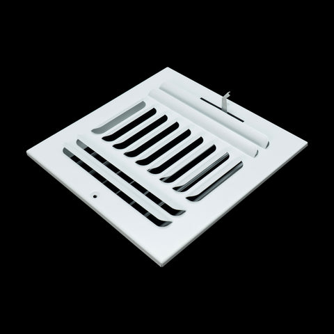 12"x8" 3-Way White Steel Fixed Curved Blade Air Supply Diffuser, Directional Register Vent Cover for Sidewall Or Ceiling