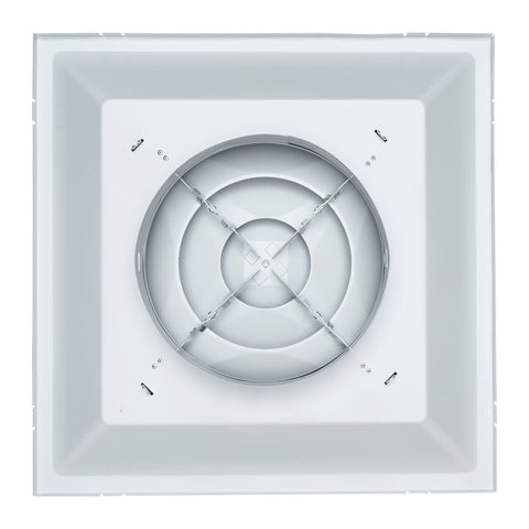 Fits 24"x24" White Steel T-Bar Drop Ceiling Diffuser, 2x2 Lay-In 3-Cone, 12" Round Neck