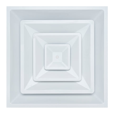 Fits 24"x24" White Steel T-Bar Drop Ceiling Diffuser, 2x2 Lay-In 3-Cone, 6" Round Neck