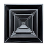 Fits 24"x24" Black Steel T-Bar Drop Ceiling Diffuser, 2x2 Lay-In 3-Cone, 6" Round Neck