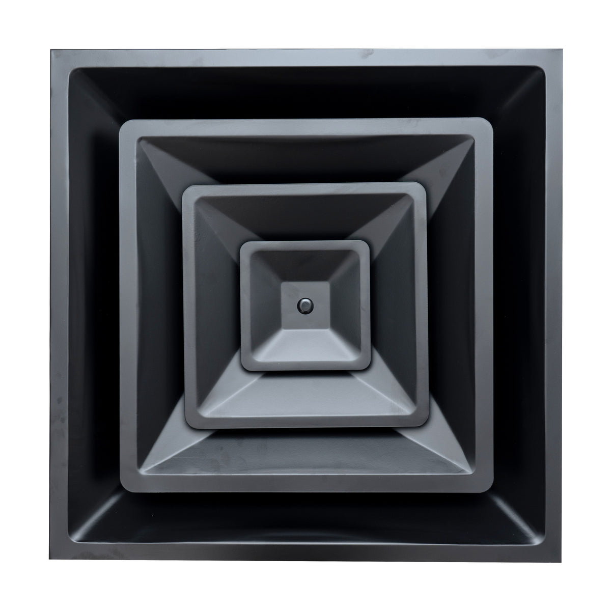 Fits 24"x24" Black Steel T-Bar Drop Ceiling Diffuser, 2x2 Lay-In 3-Cone, 6" Round Neck