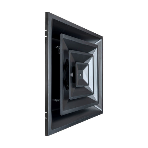 Fits 24"x24" Black Steel T-Bar Drop Ceiling Diffuser, 2x2 Lay-In 3-Cone, 6" Round Neck