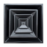 Fits 24"x24" Black Steel T-Bar Drop Ceiling Diffuser, 2x2 Lay-In 3-Cone, 8" Round Neck