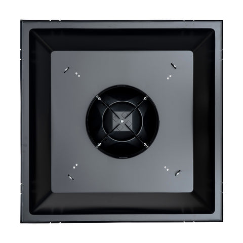 Fits 24"x24" Black Steel T-Bar Drop Ceiling Diffuser, 2x2 Lay-In 3-Cone, 8" Round Neck