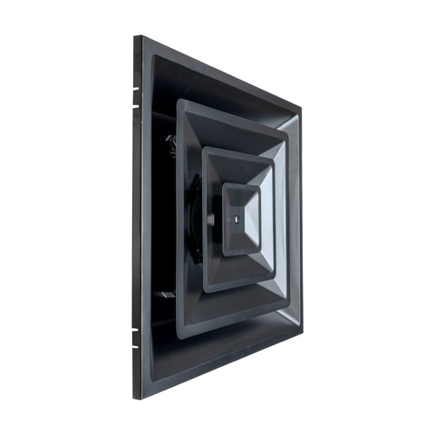 Fits 24"x24" Black Steel T-Bar Drop Ceiling Diffuser, 2x2 Lay-In 3-Cone, 8" Round Neck