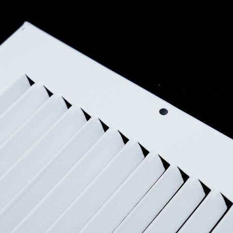 24"x6" White Steel Baseboard Return Air Grille, 7/8" Turnback Depth