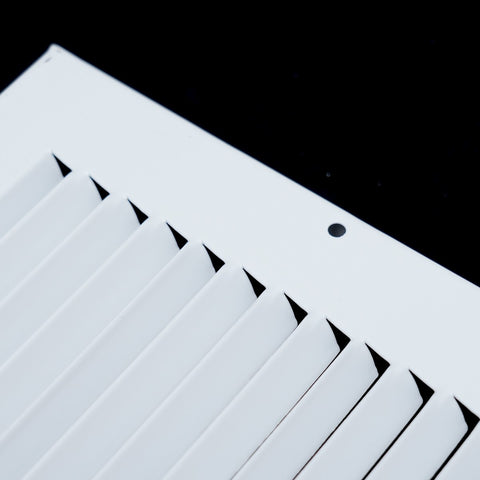 12"x4" White Steel Baseboard Return Air Grille, 7/8" Turnback Depth
