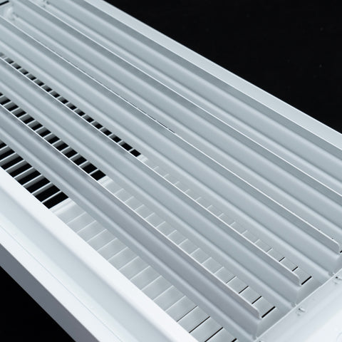 10"x6" White Steel Baseboard Air Supply Grille, Multi-Shutter Damper Vent Cover
