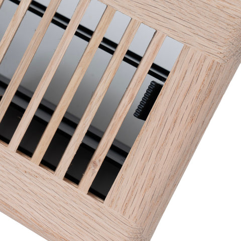 2"x12" Oak Wood Floor Register, Walkable Louvered Vent Cover with Damper