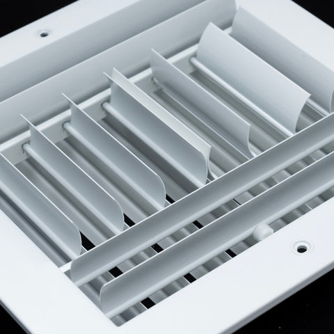 12"x12" 4-Way White Aluminum Adjustable Curved Blade Supply Register, Air Vent Cover with Damper for Sidewall Or Ceiling