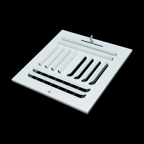 10"x10" 4-Way White Steel Fixed Curved Blade Air Supply Diffuser, Directional Register Vent Cover for Sidewall Or Ceiling