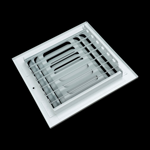 12"x12" 4-Way White Steel Fixed Curved Blade Air Supply Diffuser, Directional Register Vent Cover for Sidewall Or Ceiling