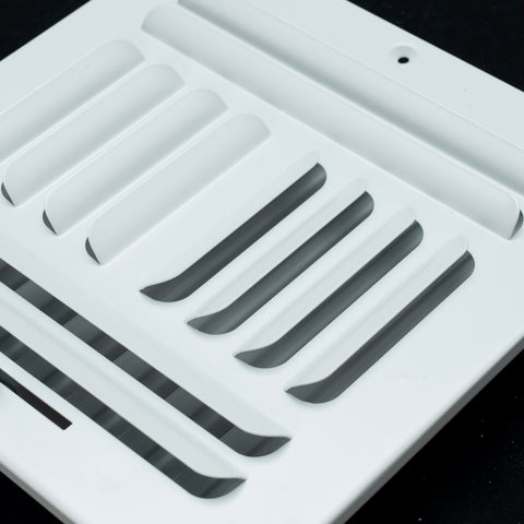 16"x16" 4-Way White Steel Fixed Curved Blade Air Supply Diffuser, Directional Register Vent Cover for Sidewall Or Ceiling