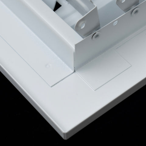10"x10" 4-Way White Steel Fixed Curved Blade Air Supply Diffuser, Directional Register Vent Cover for Sidewall Or Ceiling