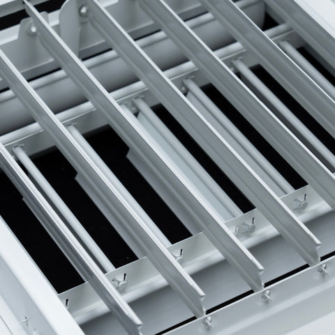 10"x10" 4-Way White Aluminum Adjustable Curved Blade Supply Register, Air Vent Cover with Damper for Sidewall Or Ceiling