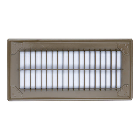 4"x10" Brown Steel Return Air Floor Grille, Walkable Heavy-Duty Fixed-Blade Vent Cover