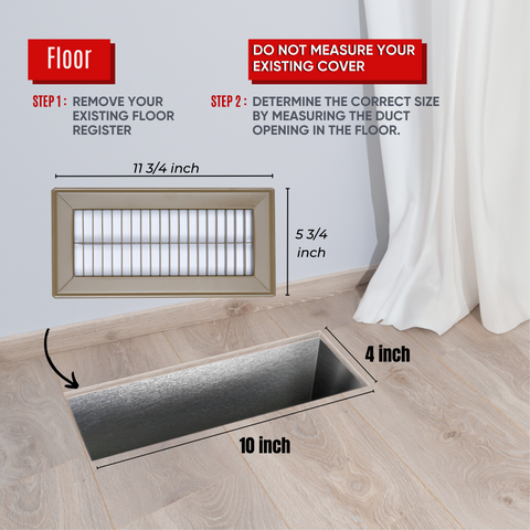 4"x10" Brown Steel Return Air Floor Grille, Walkable Heavy-Duty Fixed-Blade Vent Cover