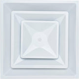 Fits 24"x24" White Steel T-Bar Drop Ceiling Diffuser, 2x2 Lay-In 2-Cone, 10" Round Neck