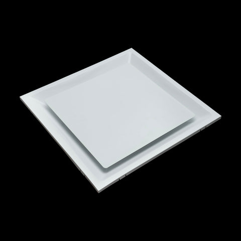 Fits 24"x24" White Steel T-Bar Drop Ceiling Diffuser, 2x2 Lay-In Flat Plate Plaque, 10" Round Neck