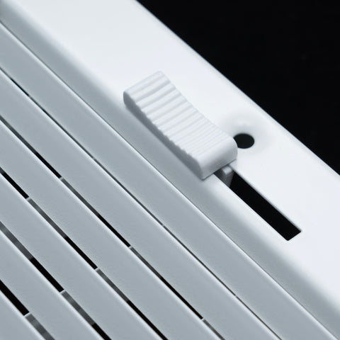14"x6" White Steel Baseboard Air Supply Grille, Multi-Shutter Damper Vent Cover