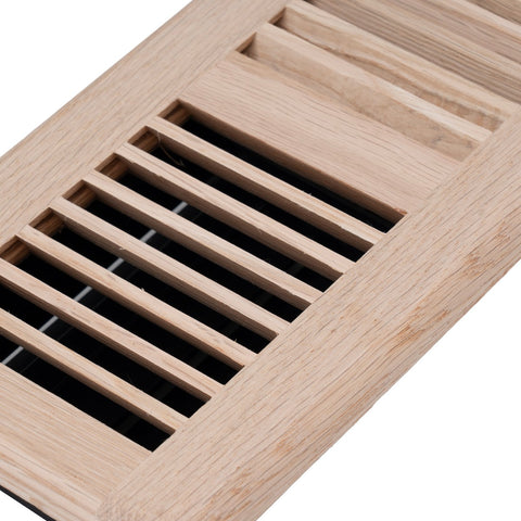 4"x12" Oak Wood Floor Register, Walkable Louvered Vent Cover with Damper