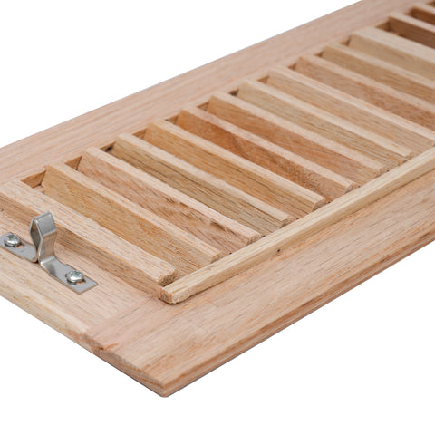18" Oak Wood Corner Baseboard Register, Adjustable Vent Cover