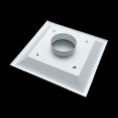 Fits 24"x24" White Steel T-Bar Drop Ceiling Diffuser, 2x2 Lay-In Flat Plate Plaque, 12" Round Neck