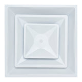 Fits 24"x24" White Steel T-Bar Drop Ceiling Diffuser, 2x2 Lay-In 2-Cone, 6" Round Neck