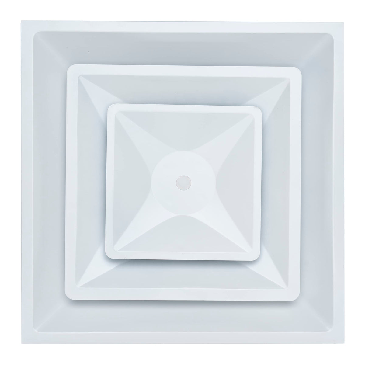 Fits 24"x24" White Steel T-Bar Drop Ceiling Diffuser, 2x2 Lay-In 2-Cone, 6" Round Neck