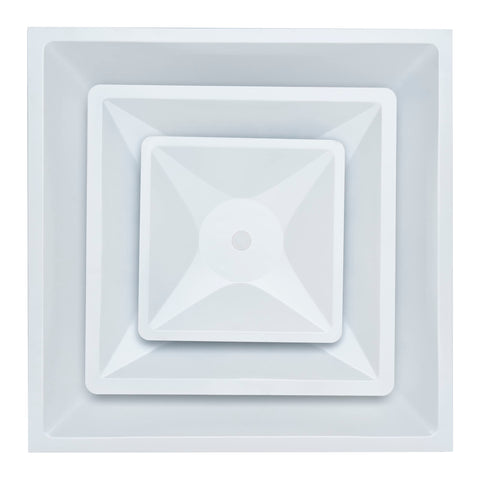 Fits 24"x24" White Steel T-Bar Drop Ceiling Diffuser, 2x2 Lay-In 2-Cone, 6" Round Neck