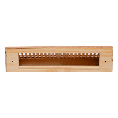 15" Oak Wood Corner Baseboard Register, Adjustable Vent Cover