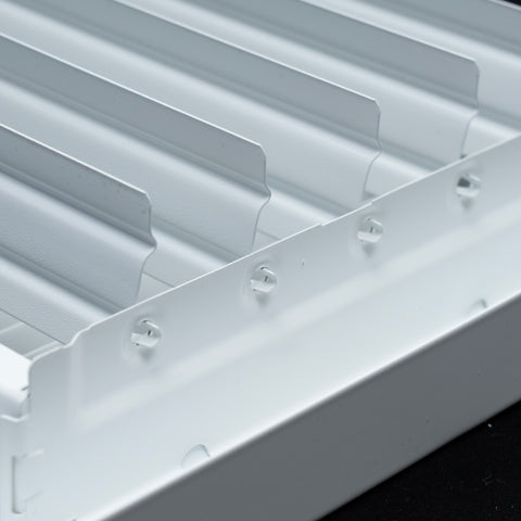 14"x6" White Steel Baseboard Air Supply Grille, Multi-Shutter Damper Vent Cover