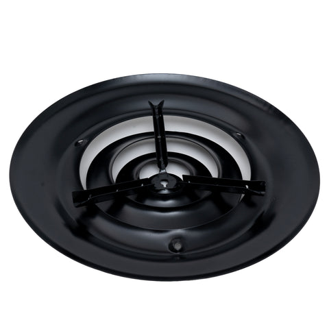6" Black Steel Round Ceiling Diffuser, Supply Vent Cover for Round Neck Air Ducts