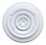 6" White Steel Round Ceiling Diffuser, Supply Vent Cover for Round Neck Air Ducts