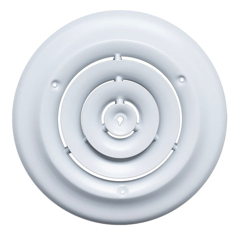 6" White Steel Round Ceiling Diffuser, Supply Vent Cover for Round Neck Air Ducts