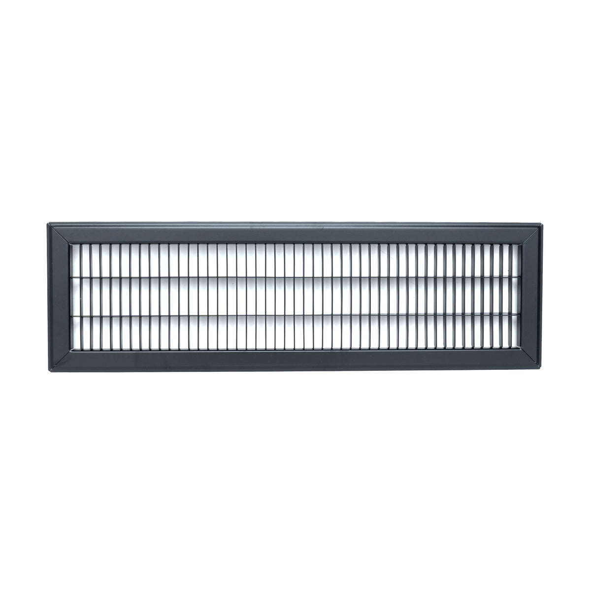 6"x24" Black Steel Return Air Floor Grille, Walkable Heavy-Duty Fixed-Blade Vent Cover