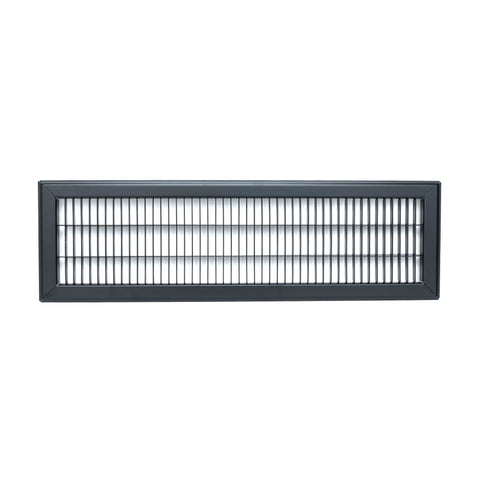 6"x24" Black Steel Return Air Floor Grille, Walkable Heavy-Duty Fixed-Blade Vent Cover