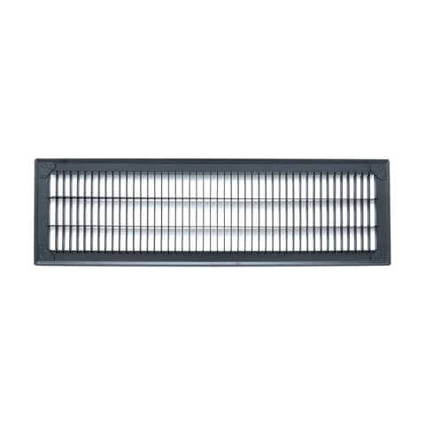 6"x24" Black Steel Return Air Floor Grille, Walkable Heavy-Duty Fixed-Blade Vent Cover