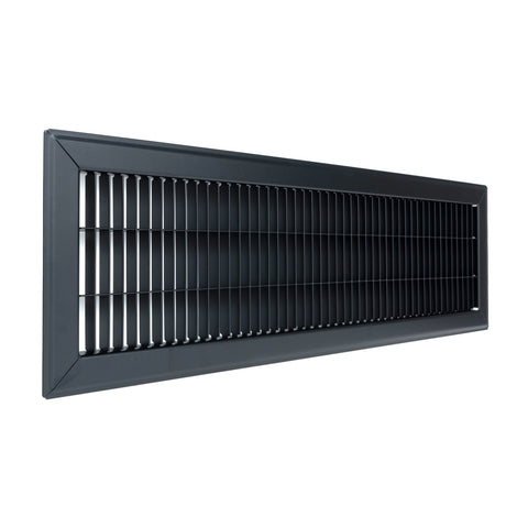6"x24" Black Steel Return Air Floor Grille, Walkable Heavy-Duty Fixed-Blade Vent Cover