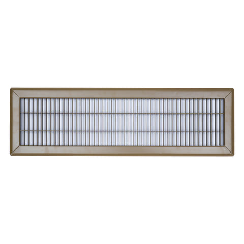 6"x24" Brown Steel Return Air Floor Grille, Walkable Heavy-Duty Fixed-Blade Vent Cover