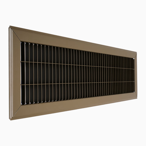 6"x24" Brown Steel Return Air Floor Grille, Walkable Heavy-Duty Fixed-Blade Vent Cover