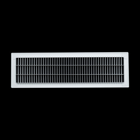 6"x24" White Steel Return Air Floor Grille, Walkable Heavy-Duty Fixed-Blade Vent Cover