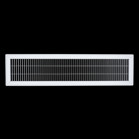 6"x30" White Steel Return Air Floor Grille, Walkable Heavy-Duty Fixed-Blade Vent Cover